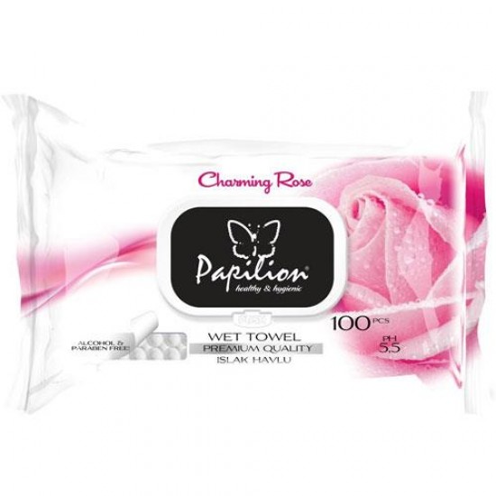 Papilion Gül Islak Havlu 100 Lü