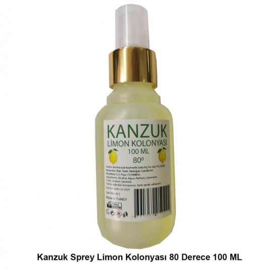 Kanzuk Sprey Limon Kolonyası 80 Derece 100 ML