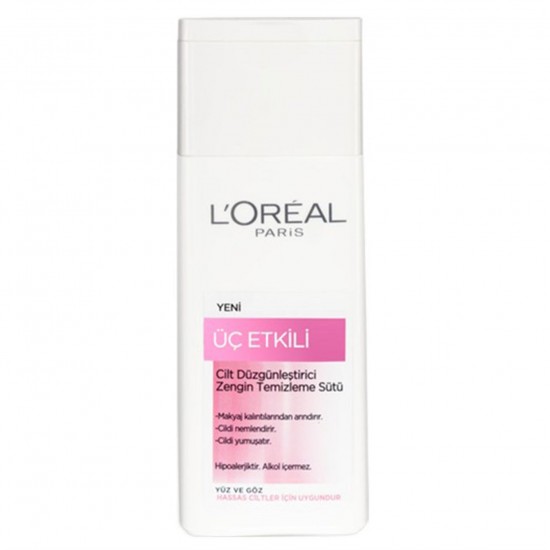 Loreal Paris Kuru ve Hassas Ciltler için Üç Etkili Yüz Temizleme Sütü 200 Ml