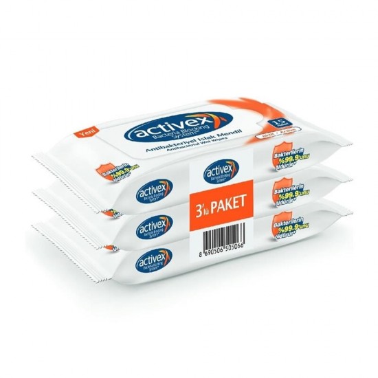 Activex Antibakteriyel Islak Mendil Aktif 3lü Cep Boy 45 Yaprak