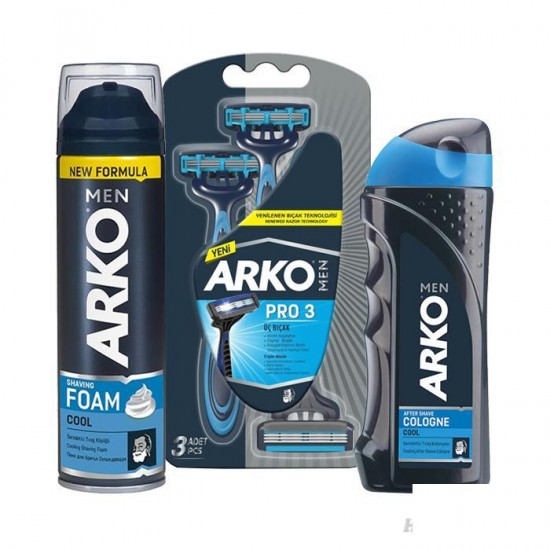 Arko Men Pro3 Tıraş Bıçağı 3Lü + Cool Tıraş Köpüğü 200 ML