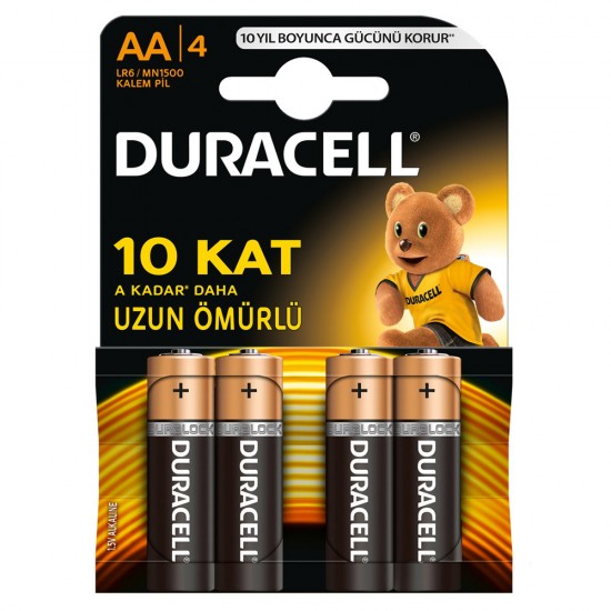 Duracell Alkalin AA Kalem Pil 4 Lü Paket