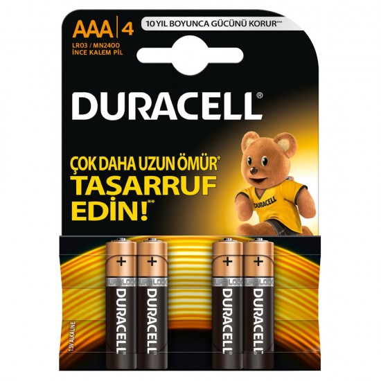 Duracell Alkalin AAA İnce Kalem Pil 4 Lü Paket