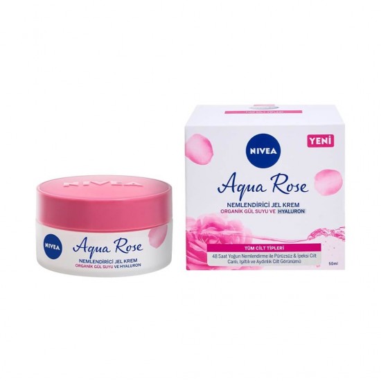 Nivea Aqua Rose Organik Gül Suyu ve Hyaluron İçeren Nemlendirici Jel Krem 50 Ml