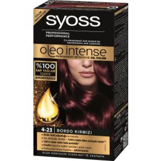 Syoss Oleo Intense Saç Boya Seti  4-23 Bordo Kırmızı